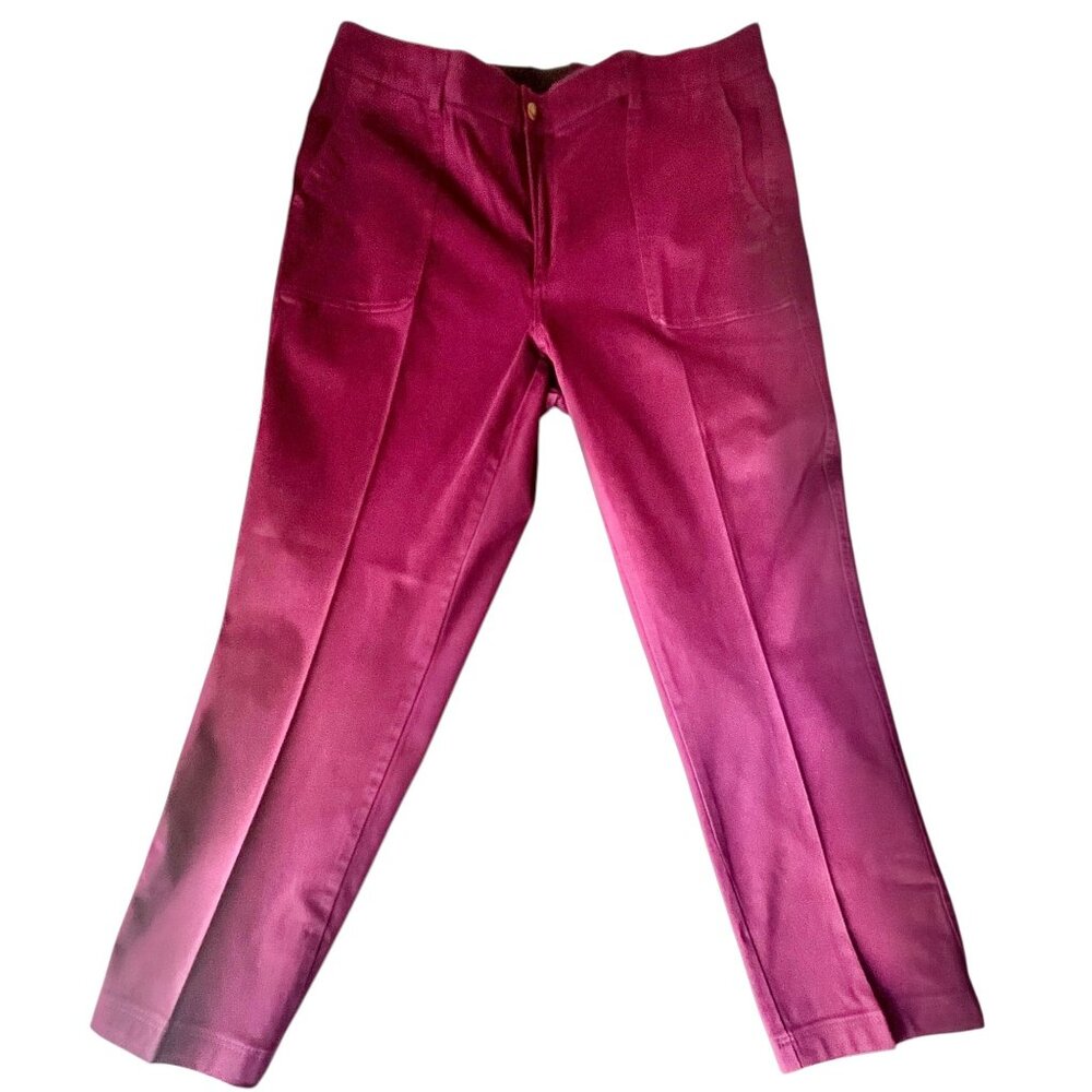 Woman Within Burgundy Brushed Denim Pants 16W  Stretch Cotton Blend  Pockets